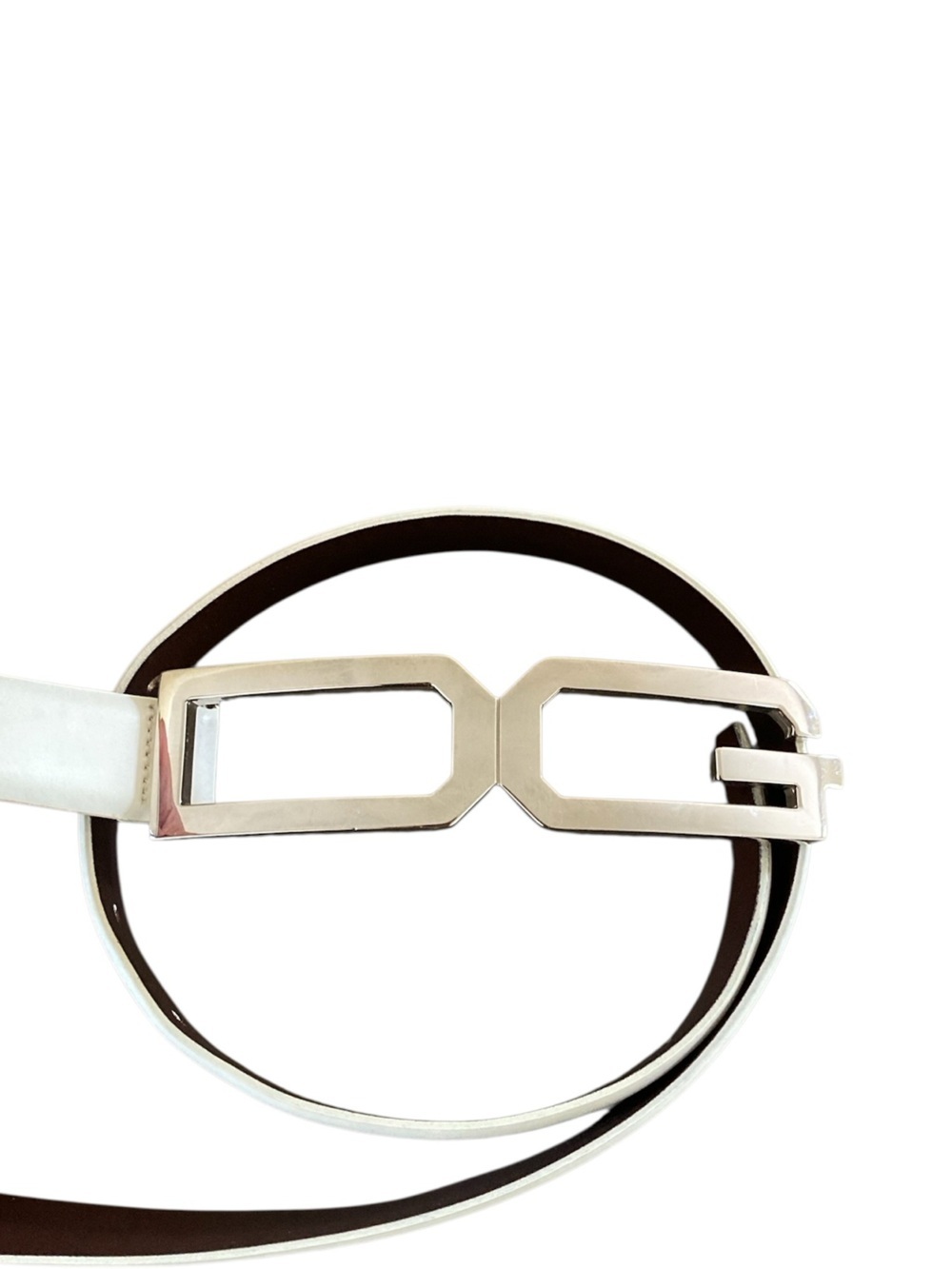 Dolce & Gabbana Ivory Leather Geometric DG Buckle Belt Made in Italy 80cm - Picture 9 of 12